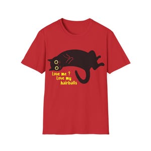 Funny Cat Lover Unisex T-Shirt, Cute Cat Tee, Gift for Cat Owners, Cartoon Kitten Shirt, Cat Lover Gift, "Love Me? Love My Hairballs"