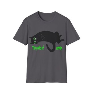Cartoon Cat Lover Unisex T-Shirt, Funny Cat Tee, Pet Owner Gift, Cat Mom Tee, Cat Dad Shirt, Perils of Catnip Tee