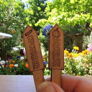 Marcadores de plantas de madera personalizados: cortados con láser y pintados a mano