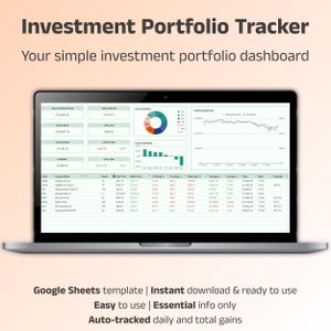 Google Sheets Investment Portfolio Tracker: Stocks & Crypto (Digital Download)