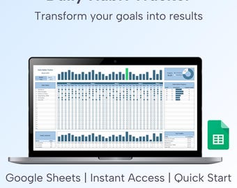 Google Sheets Habit Tracker | Daily & Monthly Progress Dashboard | Productivity Spreadsheet | Goal Tracker | Digital Download