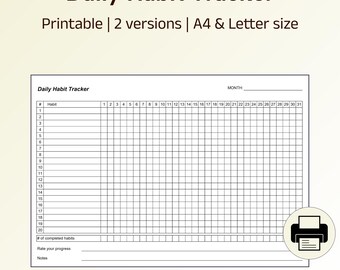 Printable Habit Tracker | Daily, Weekly & Monthly Layouts | A4 and Letter Size | Goal Setting Planner | Consistency Journal