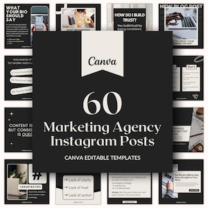 60 postów na Instagramie agencji marketingowej, edytowalne szablony Canva dla menedżerów mediów społecznościowych, agencji marketingu cyfrowego i przedsiębiorców Treść