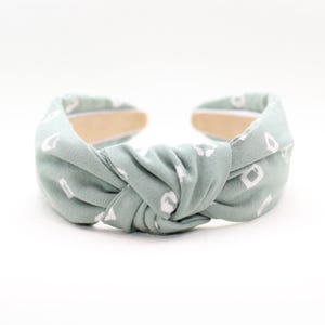Women&#39;s Top Knot Headband | Abstract Sage Headband | Girls Top Knot Headband |Tween Top Knot Headband
