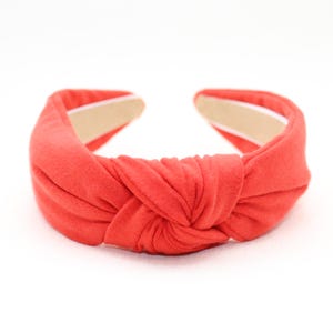 Women&#39;s Top Knot Headband | Fiery Red Solid Headband | Girls Top Knot Headband | Tween Top Knot Headband