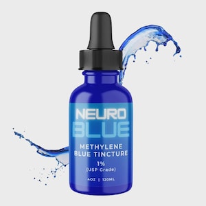Neuro Blue 1% Methylene Blue Tincture (120ml/4oz) - Made in USA, USP-Grade for Mental Clarity, Sustained Energy & Cellular Health
