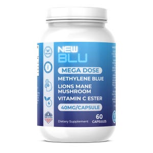 Methylene Blue Capsules with 40mg Methylene Blue (per capsule) + Lions Mane + Vitamin C Ester - MEGA DOSE Capsules – 2 Month Supply