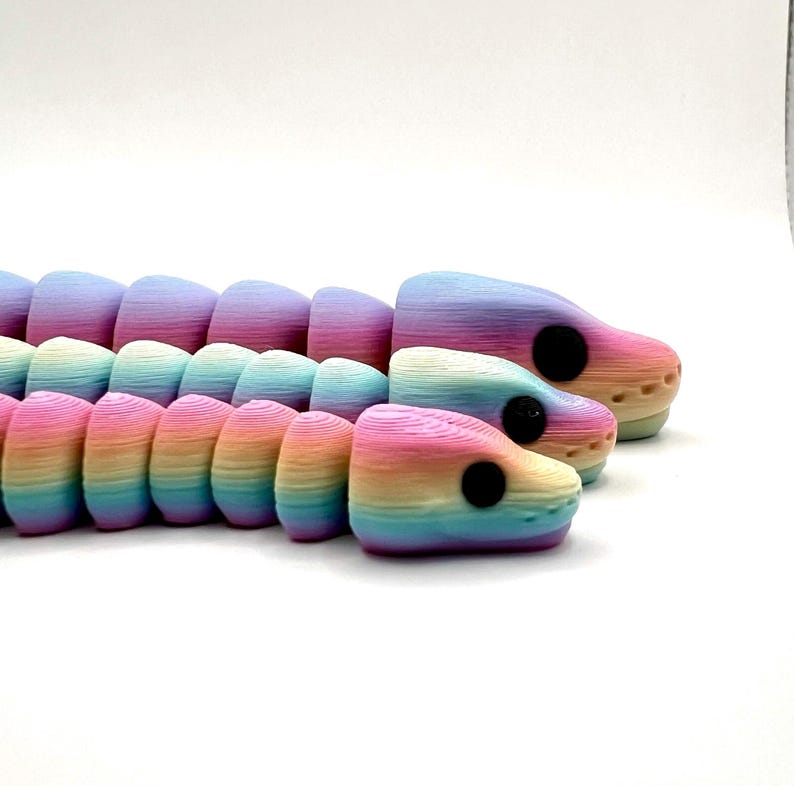 3D Printed Rainbow Ball Python: Articulated Fidget Snake zdjęcie 8
