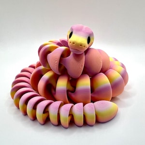 3D Printed Ball Python Fidget: Articulated Sunset Snake Decor