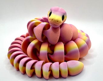 3D Printed Ball Python Fidget: Articulated Sunset Snake Decor