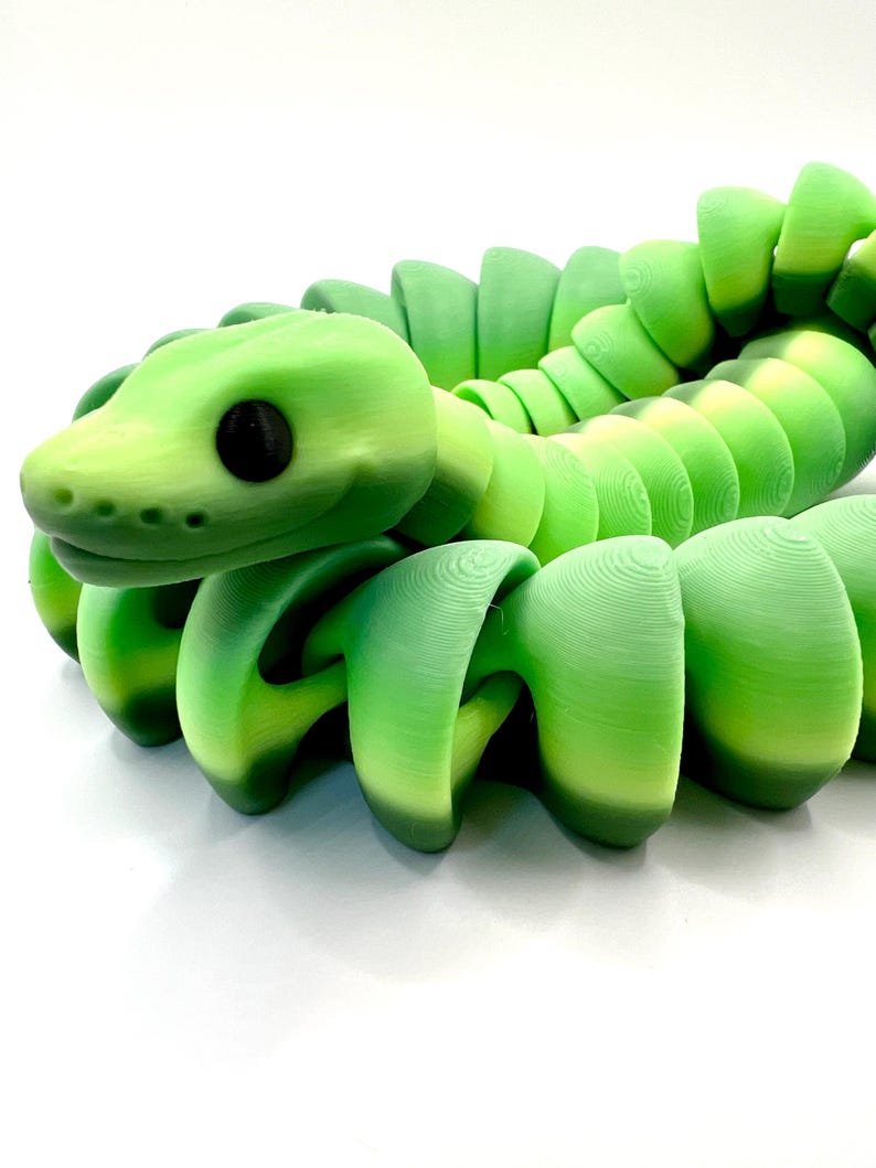 3D Printed Articulated Ball Python | Green Gradient Flexi Snake Fidget ...