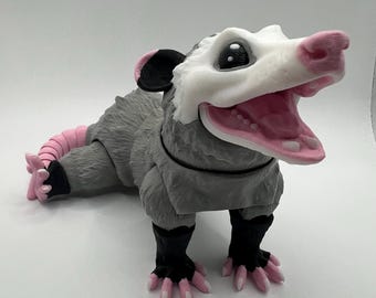 3D Printed Articulated Opossum Figure: Pose-able Animal Decor