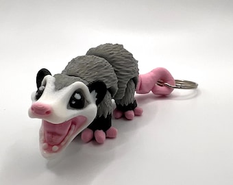 3D Printed Opossum Key Chain: Articulated Fidget Animal, 4-Inch