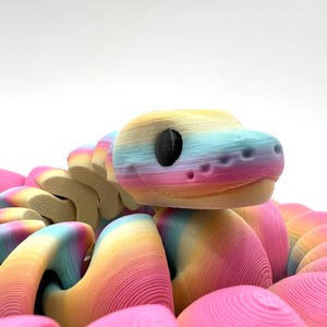 3D Printed Rainbow Ball Python: Articulated Fidget Snake
