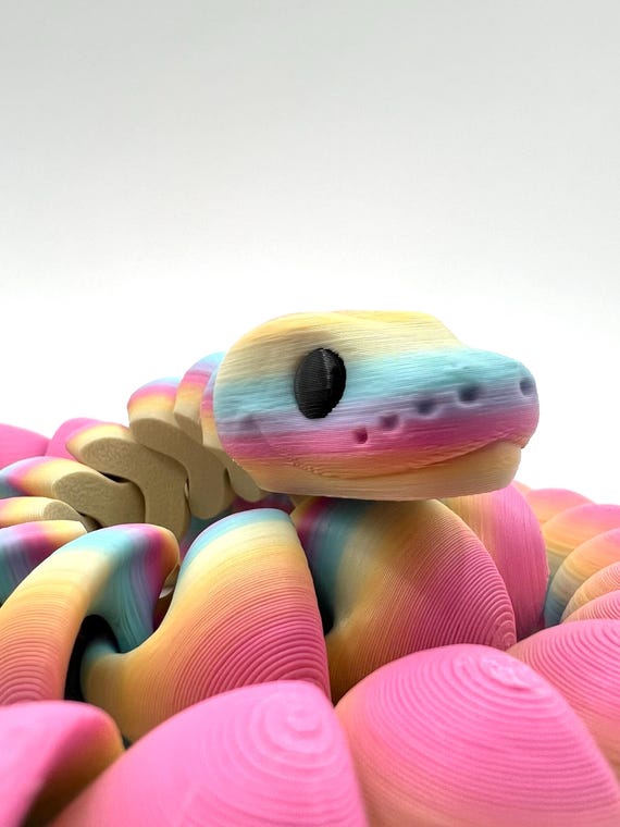 3D Printed Rainbow Ball Python: Articulated Fidget Snake