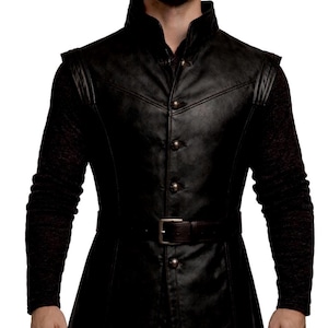 Men's Medieval Leather Tunic, Renaissance Faire LARP Costume