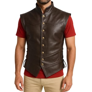 Men&#39;s Faux Leather Medieval Vest: Renaissance Faire Steampunk Costume