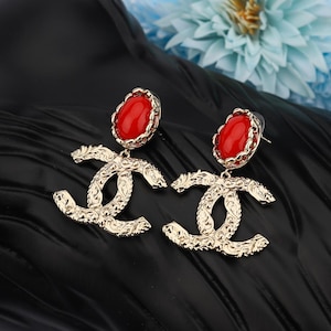 925 silver electroplated with 18K gold vintage women's earrings, waterproof and non-fading, anniversary gift for wife