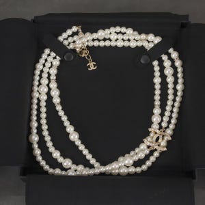 Long pearl and diamond necklace, women's necklace will never fade, birthday gift for her