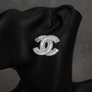 Vintage women's earrings, luxury earrings with full diamonds, anniversary gift for wife