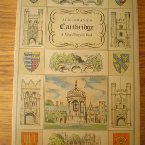 Vintage Ackermann&#39;s Cambridge 1815 a 1952 book with 20 color plates