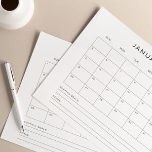 2025 Monthly Calendar | 11x8.5in | Minimalist Design | Digital Download