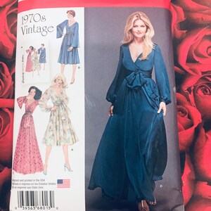 Uncut Plus Size Dress Pattern 70’s Fashion- Simplicity #8013