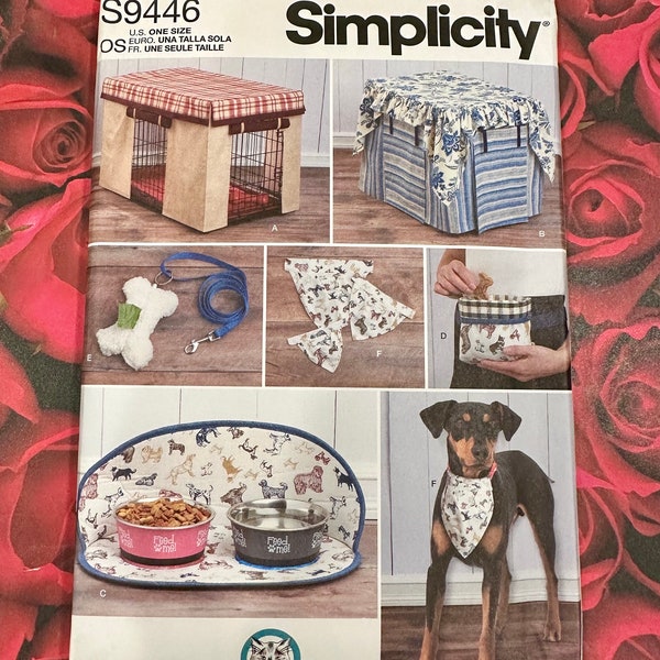 Uncut Pet Crate Covers, Placement, scarf and Treat Pouch Pattern-Simplicity #9446