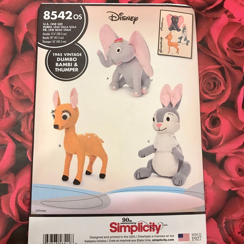 Disney Bambi Rabbit Pattern Uncut Retro Disney Bambi, Dumbo and Thumper Pattern- Simplicity 8542 - Etsy