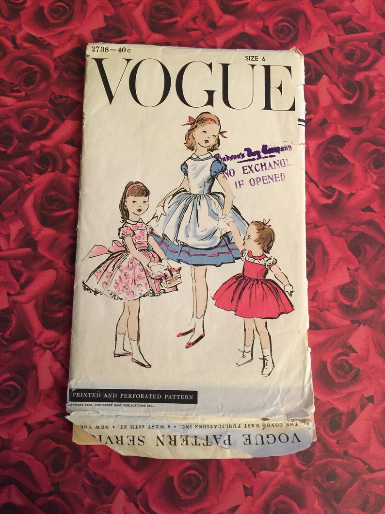 50/'s Vintage Vogue Girls Dress Pattern #2738