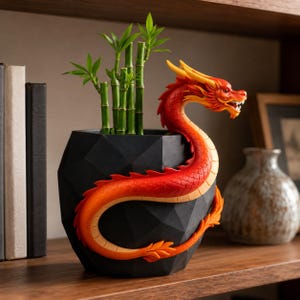 Dragon Planter STL File | Fantasy Dragon Plant Pot 3D Print Model | Cute Dragon Decor Digital Download