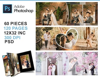 Wedding Album, PSD Templates | Family Photo Album | Baby Photo Album Template | Photo Album template 12x34 inc, 30x80cm