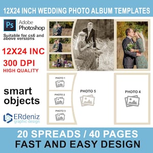 Modèles d'album de mariage, modèles d'album psd, 12 x 24, modèles de livre photo de mariage, modèle Photoshop, conception d'album de mariage moderne