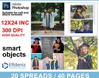 Graduation Photo Album Template, 12x24 psd album templates, Photobook Templates, Photoshop Template, Modern album design
