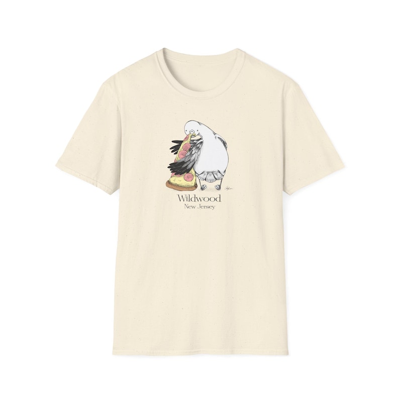 Wildwood - Jersey Shore Seagull - Unisex Soft T-Shirt | Hand-Drawn Seagull Design for Jersey Shore Towns Natural