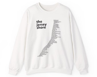 New Jersey "Jersey Shore - 55 Shore Towns" Unisex Soft Crewneck Sweatshirt
