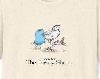 Baby Seagull (Born for the Jersey Shore) - Jersey Shore Seagull - Unisex Soft T-Shirt | Hand-Drawn Seagull Design for Jersey Shore Towns