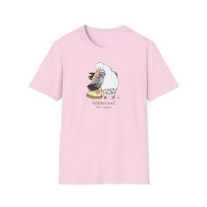 Wildwood - Jersey Shore Seagull - Unisex Soft T-Shirt | Hand-Drawn Seagull Design for Jersey Shore Towns Light Pink