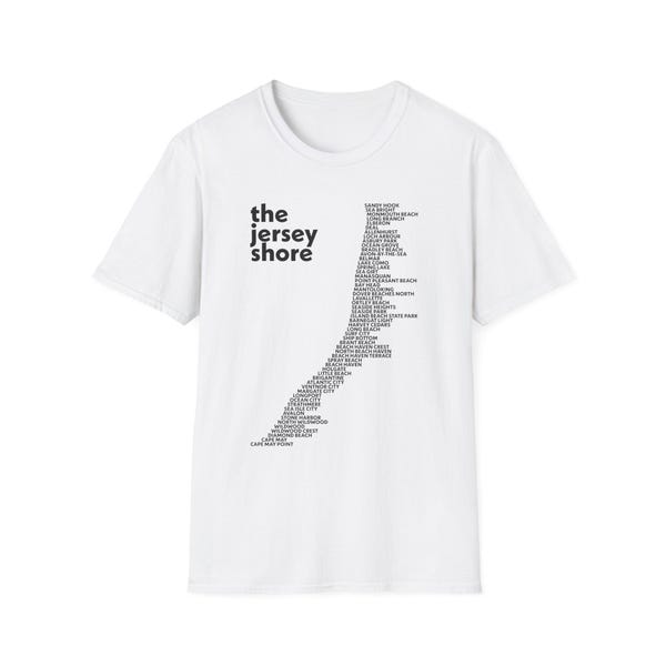 New Jersey "Jersey Shore - 55 Shore Towns" Unisex Soft T-Shirt