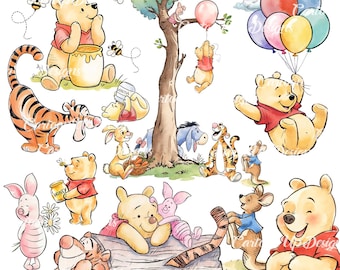 5000 px 40 png. Vintage Clip Art Winne the pooh. High-Res PNG Images (Digital Download).