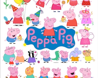 60 PNG di alta qualità. Clipart dei personaggi di Peppa Pig. Download immediato.