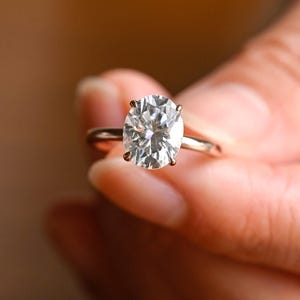 Vintage Hidden Halo 3 CT Oval Cut Moissanite Engagement Ring Diamond Wedding Ring Colorless Moissanite Ring Anniversary Ring for Gift