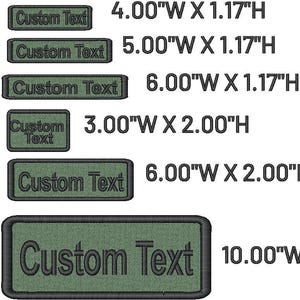 Custom Embroidered Name Patch: OD Green, Iron-On or Hook Backing