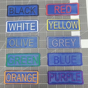 Blue Personalized Name Tape Badge Patch With Sew On Backing, Twill Name Tag