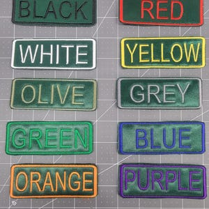 Green Personalized Name Tape Badge Patch With Sew On Backing, Twill Name Tag