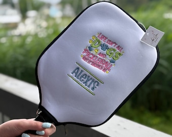 Gepersonaliseerde geborduurde Pickleball Paddle-hoes - aangepast voor honden- en Pickleball-liefhebbers