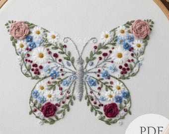 Patrón de bordado a mano de mariposa - Apto para principiantes (Descarga PDF)