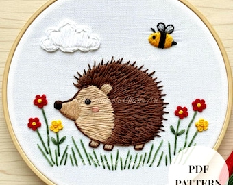 Hedgehog Embroidery Pattern: Beginner Woodland Animal Design (PDF)