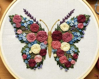 Patrón de bordado a mano de mariposa - Apto para principiantes (Descarga PDF)