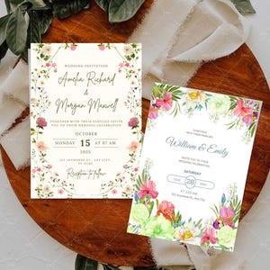 Bundle von 2 Hochzeitseinladung Vorlage Bundle bearbeitbare Vorlagen Floral | Boho | Minimalistische Designs druckbare Hochzeitseinladung